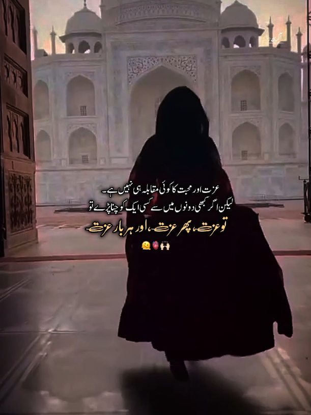 عزت اور محبت کا کوئی مقابلہ ہی نہیں ہے۔ لیکن اگر کبھی دونوں میں سے کسی ایک کو چنا پڑے تو تو عزت،پھر عزت اور ہر بار عزت ❤️🫠#fyyypppppppppppppp #viewsproblem😔 #unfreezemyacount #urduquotes #foryoupage 