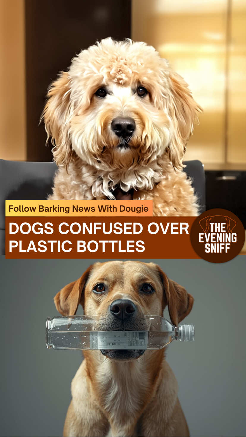 🐾FOLLOW The Evening Sniff for news updates! Dogs Confused Over Plastic Bottles. #goldendoodle #newsparody #dogcomedy #funnydogvideos #shetlandsheepdog 