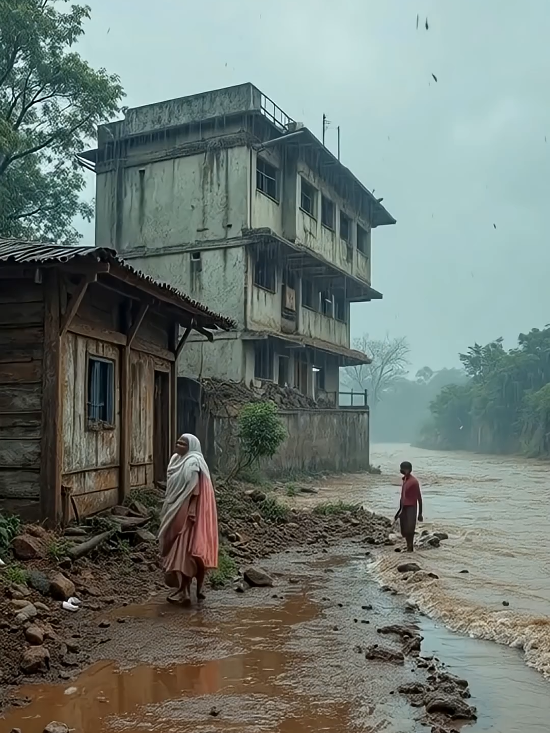 AI Simulation_ Flood Impact Explained _ Safety Awareness #landslide #disaster #shortvideo