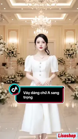 Váy dáng A cổ vuông đính cúc ngực sang trọng #vayxinh #damsangchanh #damdutiec #lisashop #lisashop447 @lisashop 