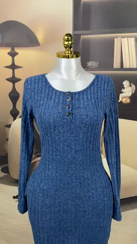 Blue knit dress, cozy & cute! 🥰#knitdress #blue #dress #longsleeve #womensdresses 