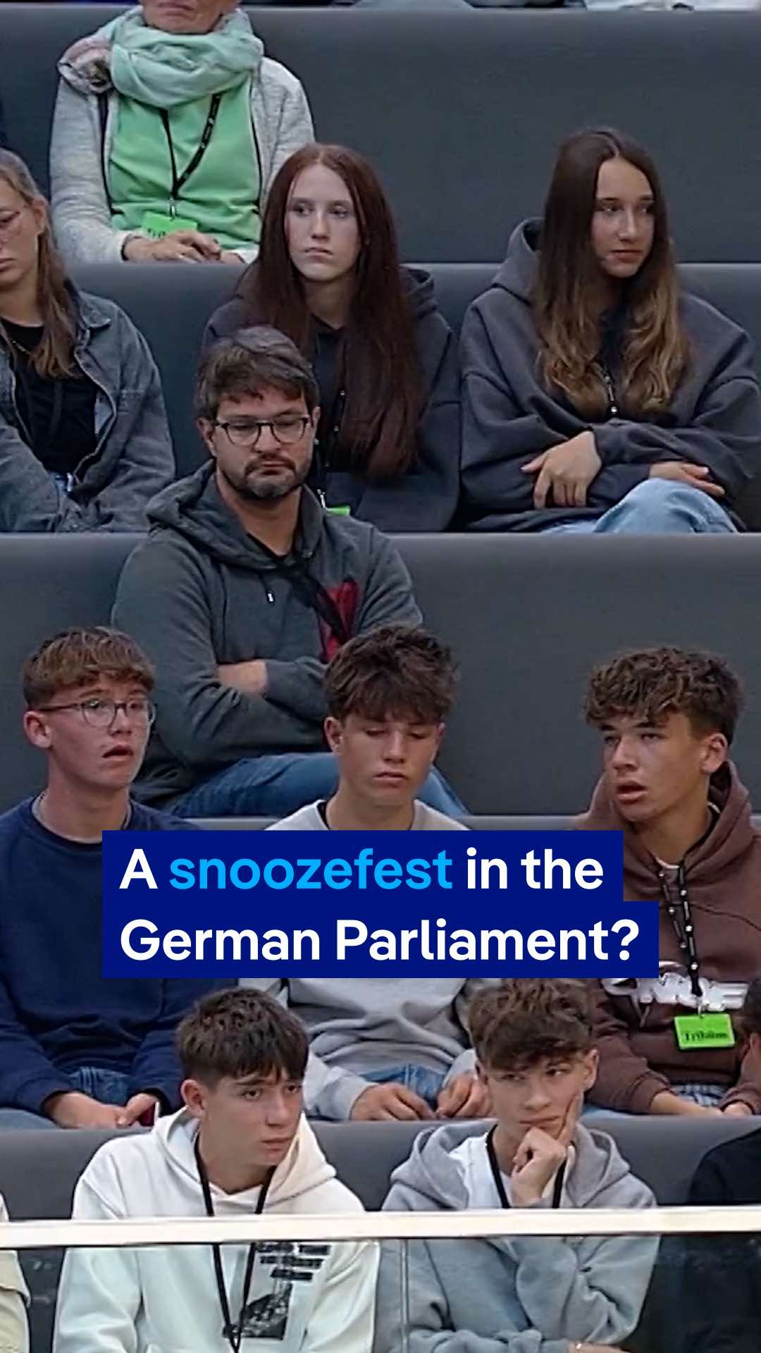 A Bundestag debate might not be the best place to catch up on sleep... Watch the vice president interrupt mid-debate snoozing by members of the audience.