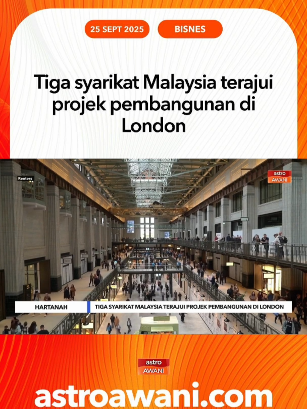 Kejayaan ini menegaskan keupayaan Malaysia sebagai pemain global dalam transformasi aset bersejarah menjadi mercu tanda moden di London. #AWANInews #NiagaAWANI