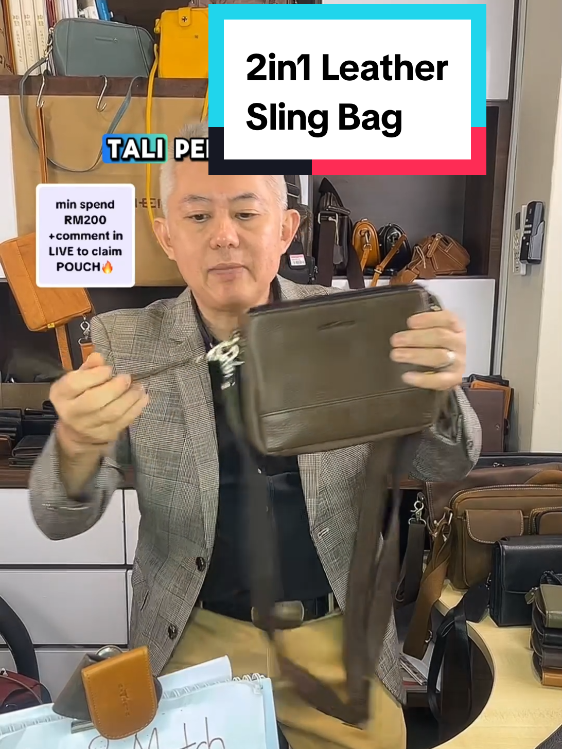 2in1 Leather Sling Bag. #unclel #fyp #slingbag #clutchbag #begsilang 