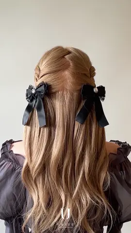 清楚さ3割増♡黒リボンできゅんヘア完成＆顔面偏差値3割増しにするハーフツイン #ヘアアレンジ動画 #ハーフツイン #きゅん #リボン 