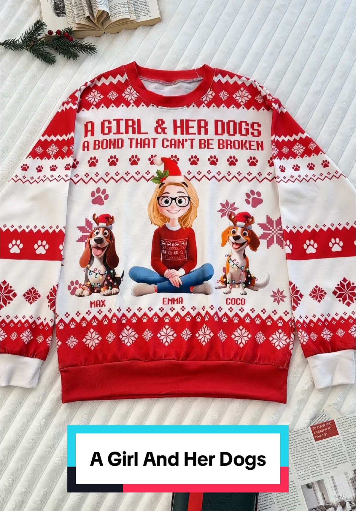 This is the official uniform of an unbreakable girl-and-her-dogs bond 🦮💁‍♀️ #macorner #uglysweater #unbreakablebond #dogmom #doglovers