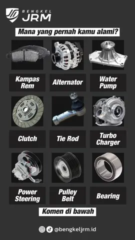 Suara abnormal dari sparepart mobil mu..  Mana yang sudah pernah kamu alami?  Komen dibawah yaa 😃 #bengkelJRM #jayarayamobil #sobatJRM #masalahsparepart #part 