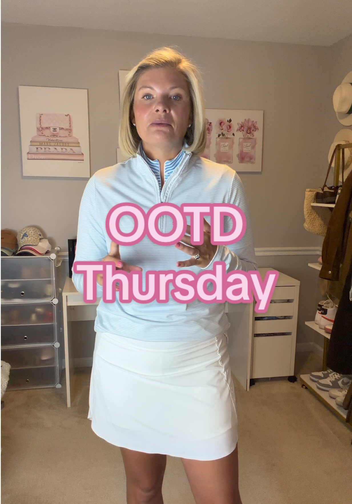 When your Friday Night Lights falls on a Thursday. #gamedayoutfit #blueandwhite #tennisskirtoutfit #whattowesrtowork  @ATHLETA @RENWICK 