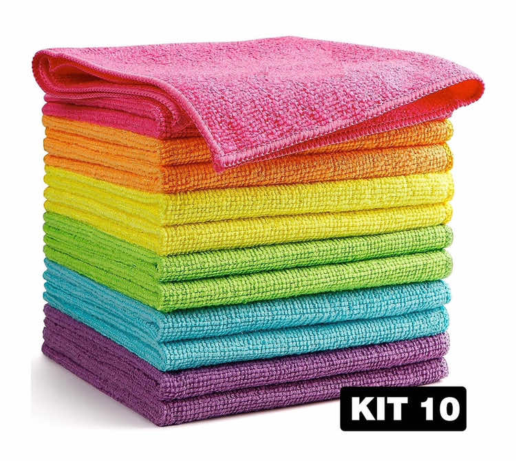 Kit 10 Panos De Limpeza Microfibra alta absorção Multiuso ##shope##lar##casaorganizada##fy##limpieza