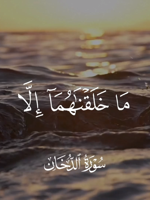 تلاوة من سورة الدخان بصوت القارئ بدر التركي . قال تعالى : ﴿وَمَا خَلَقْنَا السَّمَاوَاتِ وَالْأَرْضَ وَمَا بَيْنَهُمَا لَاعِبِينَ ۝ مَا خَلَقْنَاهُمَا إِلَّا بِالْحَقِّ وَلَٰكِنَّ أَكْثَرَهُمْ لَا يَعْلَمُونَ﴾ . وما خلقنا السماوات والأرض وبينهما لعبًا ، ما خلقناهما إلا بالحق الذي هو سنة الله في خَلْقِه وتدبيرُه ، ولكن أكثر هؤلاء المشركين لا يعلمون ذلك، فلهذا لم يتفكروا فيهما ؛ لأنهم لا يرجون ثوابًا ولا يخافون عقابًا . [الدخان - 38] [التفسير الميسر] . #بدر_التركي #قران_كريم #قران #ارح_سمعك_بالقران #quran 