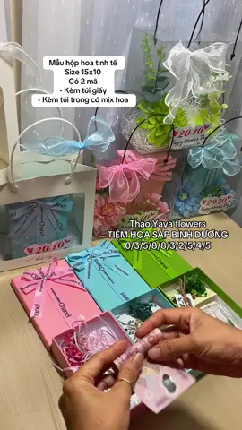Mẫu hộp hoa tinh tế  Size 15x10  Có 2 mã  - Kèm túi giấy  - Kèm túi trong có mix hoa #thaoyayaflower #thaoyayahoasapbinhduong #hophoatinhte #hophoatien #viralvideo 