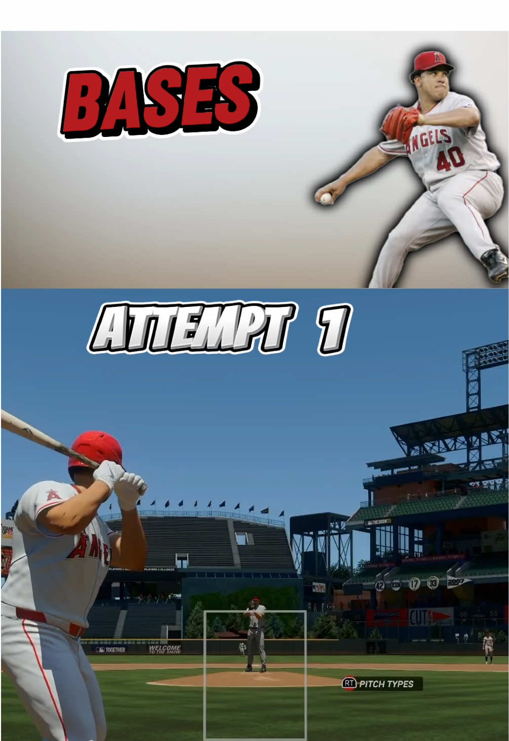 Bartolo Colon takes on the pitchers total bases challenge! #MLB #mlbtheshow #baseball #fyp #angels 