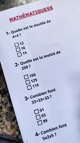 Mathématiques  #questions #iq #quizchallenge #mathématiques #france 