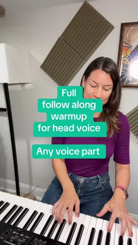 Full follow along warmup for head voice. Any voice part can do this, baritones and tenors can use this for falsetto. #vocalwarmup #vocalhealth #voiceteacher 
