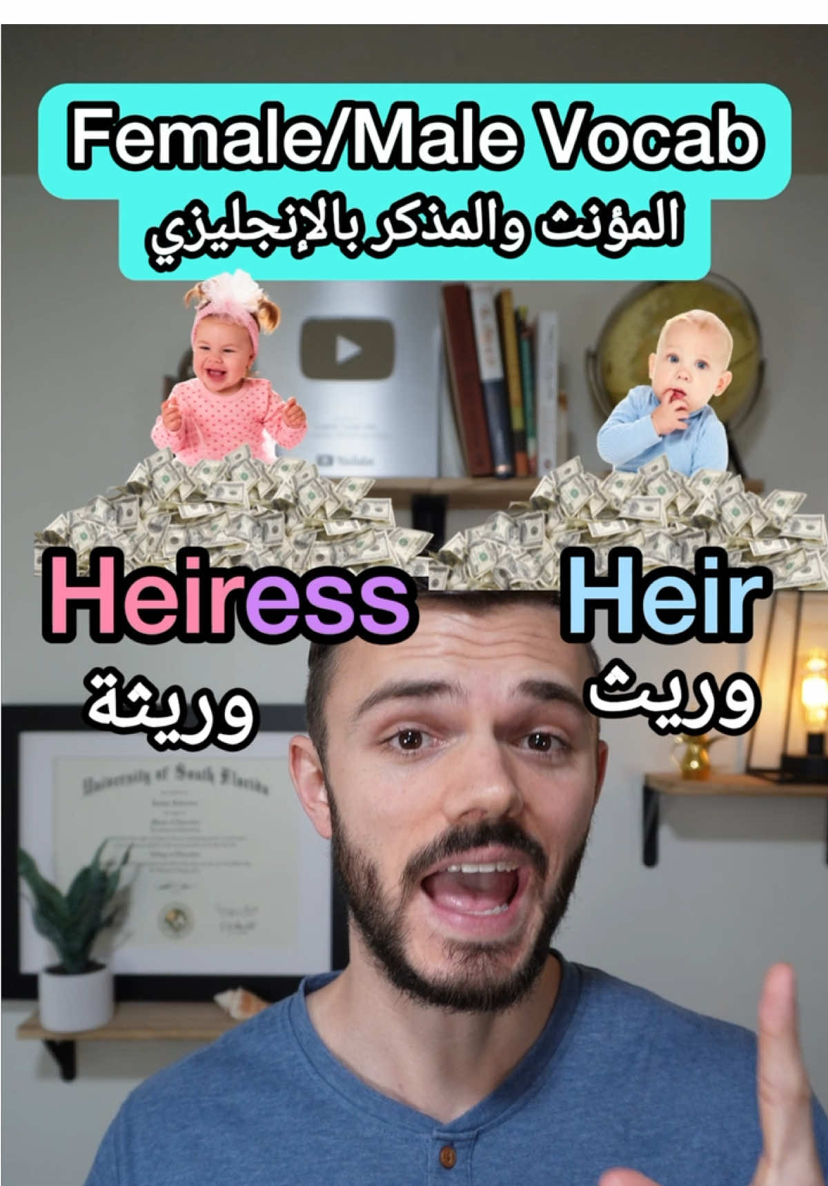 Male/female nouns أسماء المذكر والمؤنث🦸🏽‍♂️🦸🏼‍♀️ ‎#انجليزي #تعلم_انجليزي #learnenglish #الرياض #دبي 