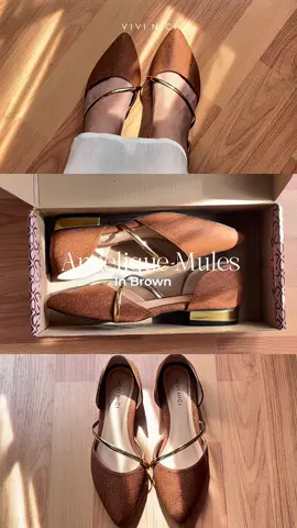 Classic, rich, & effortlessly versatile — Meet Angelique Mules in Brown🤎 #vivinici #fyp #sepatuwanita #heelswanita 
