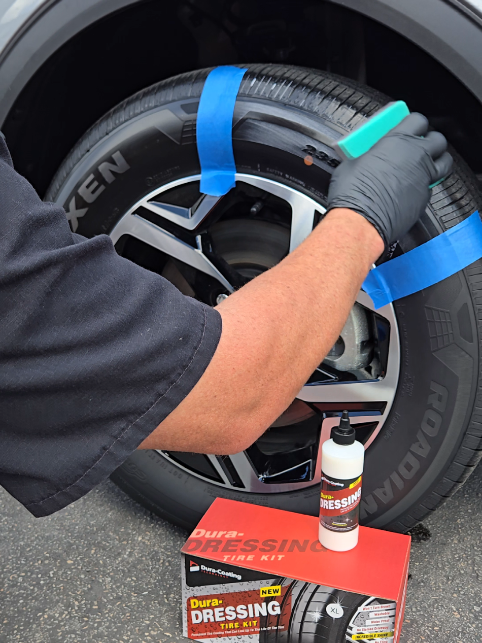 Go to dura-coating.c om  Now in Gloss and Satin Matte! Over 150,000 people per year make the switch to Dura-Dressing Tire Coating and leave the slimy, silicone tire dressings that sling behind! 🫵 NO Oils, Silicone, or Solvents 🚫 Made in the USA 🇺🇸 Premium Professional detailing products when only the best will do. You won’t find this at the auto parts stores 😎 Fully washable, Water Proof, No Sling, Dry to the touch, No more brown tires! No oils, no silicone, no solvents. Eco friendly, non hazardous, Non flammable and wont eat your tires ✅ Get yours today for as low as $39.99 basic kit with a bottle of our tire prep Cleaner on TikTok Shop. #detailing #tires #tire #tireshop #detailersofinstagram #detailerslife #detailingworld #detailerunite #detailingcars #tiredressing #tireshine #tiredressing #tirecoating #duradressing #cars #car #truck #trucksofınstagram 