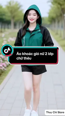 Áo khoác gió nữ 2 lớp chữ thêu. #aokhoacnu #thoitrangnu #xuhuong #viral #thinhhanh 