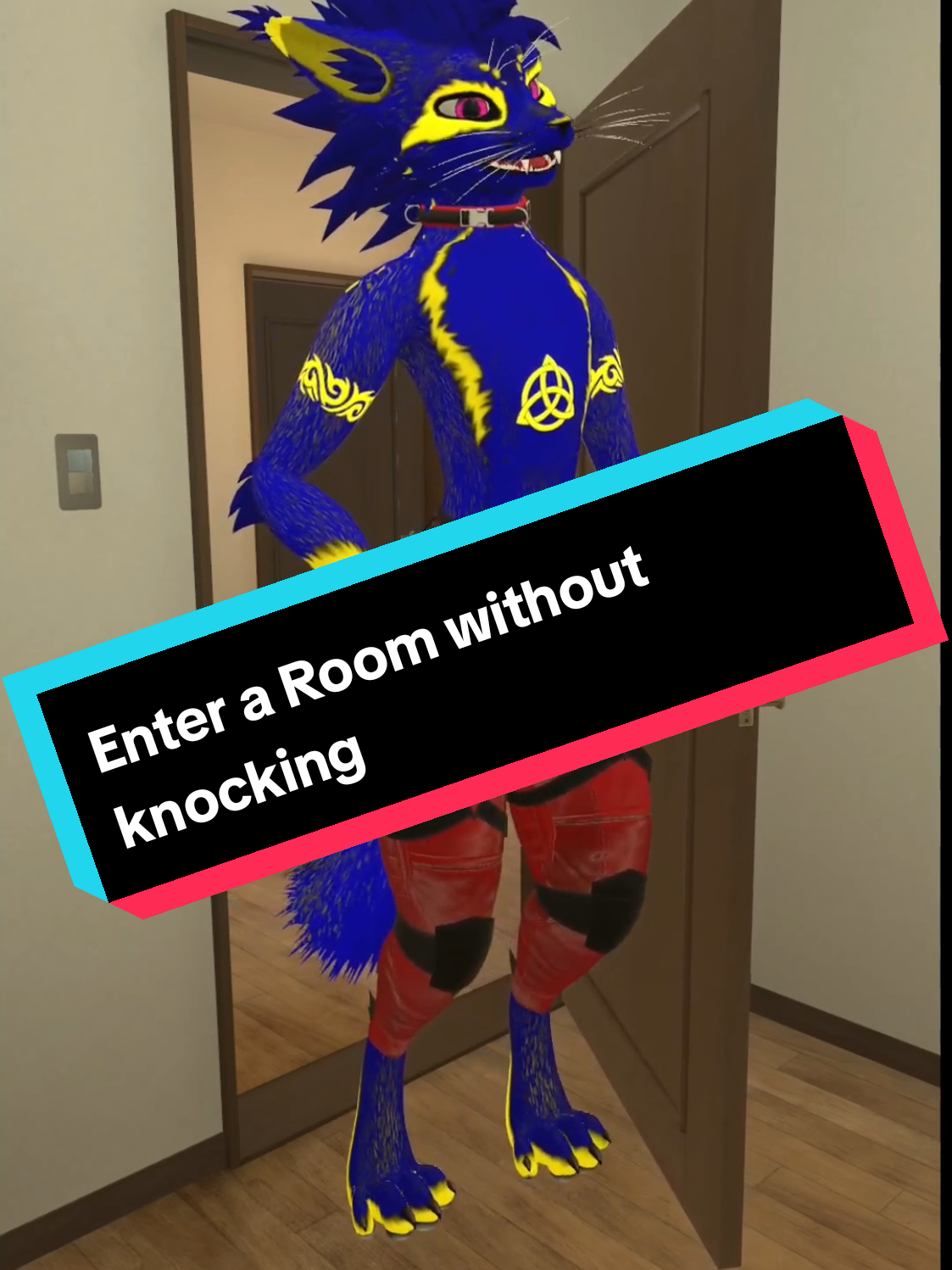 If you enter the Bathroom of your roommate without knowing first XD. @PhexFox sorry for forgetting knocking~ But you look really good in your Outfit 😘🥰 #Furry #rexouium #VRChat #fyp #furryfandom 