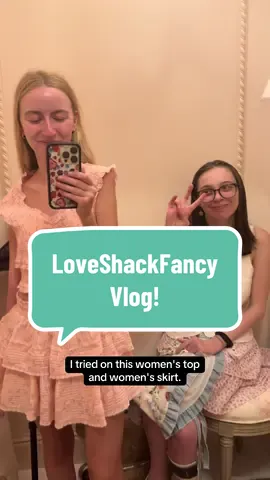 What a fun day!  [Video Description: various clips of inside the new LoveShackFancy store in Wilmette, IL. The clips show clothing on display, snacks, and ST and Jen, two young white women, wearing LoveShackFancy clothes. Text on screen at the beginning of the video reads “Going to the new LoveShackFancy store with my bestie!”] @LoveShackFancy @Jen 💫 