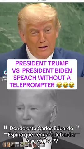 No need for description here.  I’m just thankful President Trimp doesn’t need a teleprompter 😂😂😂😂 where are the Biden defenders ? @Carlos_Eduardo_Espina 