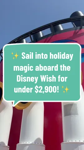 ✨ Set sail on the magic of the season! ✨ A 3-Night Very Merrytime Bahamian Cruise on the Disney Wish for a family of 4 with a verandah room – sailing December 5–8, 2025 from Port Canaveral. What’s included? 🌟 Character experiences 🍴 Rotating dining 🎭 Broadway-style shows 🎆 Fireworks at sea 🏖️ Castaway Cay (Disney’s private island) 💦 Pools & splash pads for the kids All of this for just $2,827.12 total! Last day for this promo is September 25,2025! Fill out the link in my bio to book your family’s holiday magic at sea today! #DisneyCruise #VeryMerrytimeCruise #DisneyWish #FamilyCruise #DisneyVacation  