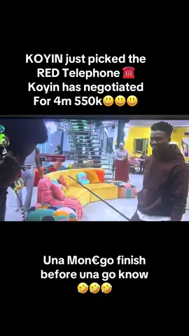 Koyin picked the red telephone and he was asked to choose for the housemates if he would like to spend 4.5m for them to see their loved ones/ Family and Koyin agreed and accepted the offer🧐🧐🧐