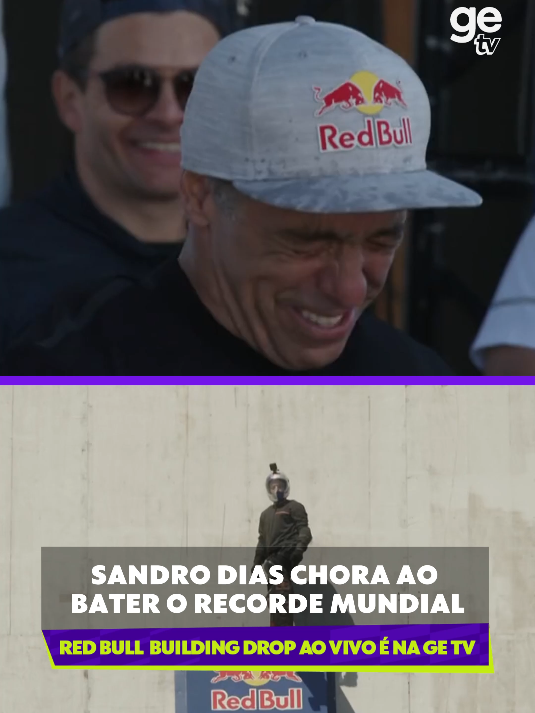 TEM QUE TER MUITA CORAGEM! 🔥🛹 Sandro Dias conta as emoções de dropar de 70 metros de altura aos 50 anos e quebrar a marca internacional do Guinness na megarrampa em um prédio, em Porto Alegre. 🔴 Segue a getv pra acompanhar tudo do Red Bull Building Drop AO VIVO E DE GRAÇA COM IMAGENS. ⁣⁣⁣ ⁣⁣ #redbull #tedáaaasas #redbullbuildingdrop #skate #caff #portoalegre #sandrodias #brasil