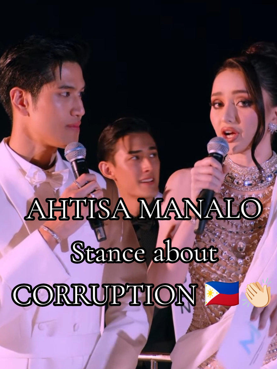 Our very own Miss Universe Philippines 2025, Ahtisa, on the issue of ongoing corruption 🇵🇭👏🏻  very timely and relevant. Indeed, a true beauty and brain with substance  reminding us that leadership is a public trust.👏🏻🇵🇭 @maahtisamanalo  @missuniverse  @catriona_gray @Miss Universe Philippines  @Miss Grand International  #mrinternational #missuniverse  #ahtisamanalo #corruption 