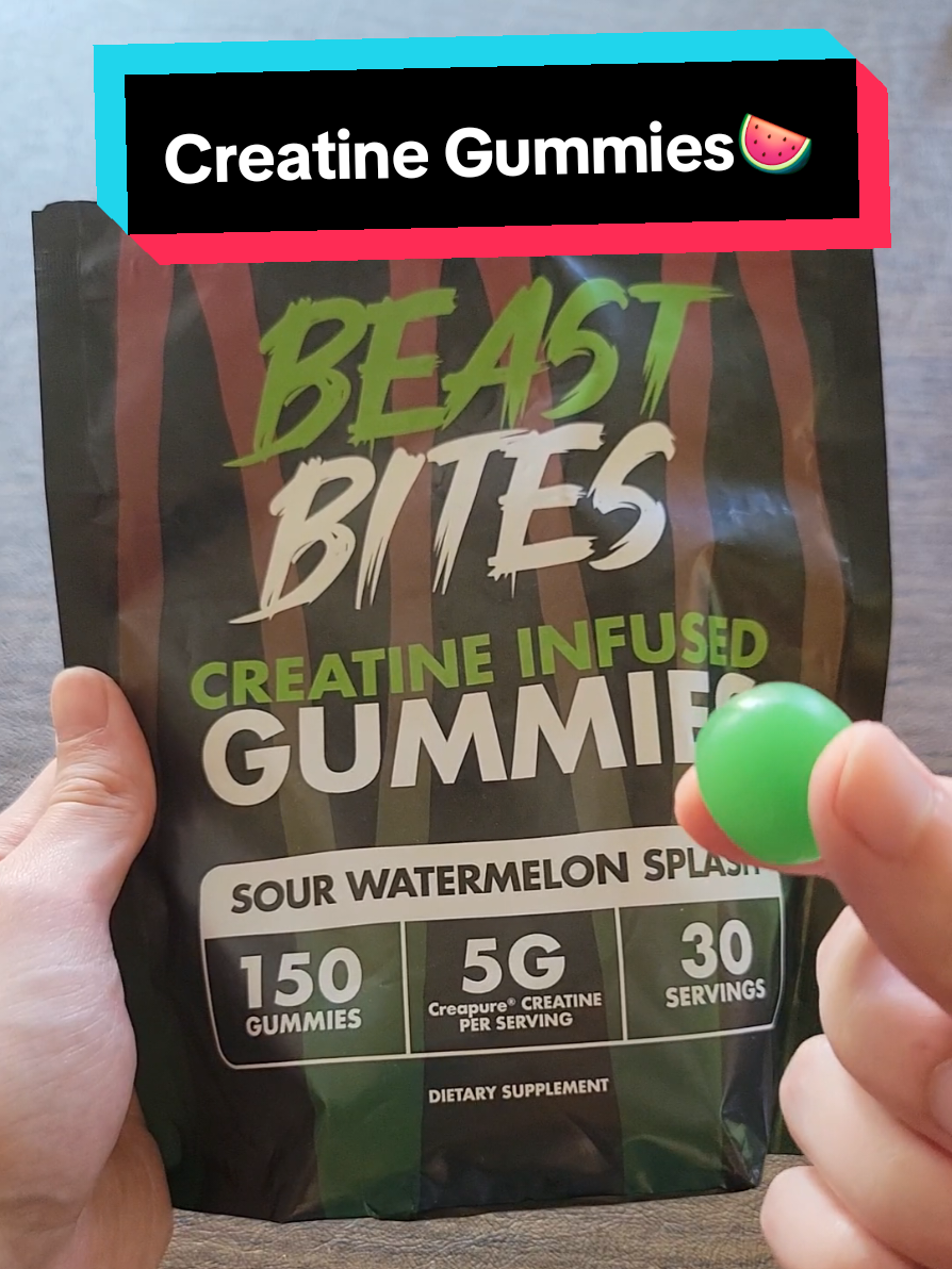 They lowkey taste like sour candy and definitely satisfying my sour candy cravings 😅 Get your own bag of Beast Bites Creatine Gummies on limited time sale right now with free shipping! 🍉😍 #gym #GymTok #workout #sourcandy #creatine 