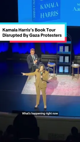 Kamala Harris has one message to people protesting her book tour in support of Palestine: Talk to Trump. #kamalaharris #gaza #palestine #israel #politics 