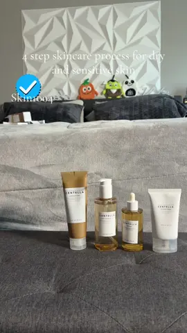 4 step skincare process for dry and sensitive skin#skincare #skincareroutine #skinhydration #sensitiveskin #dryskin 