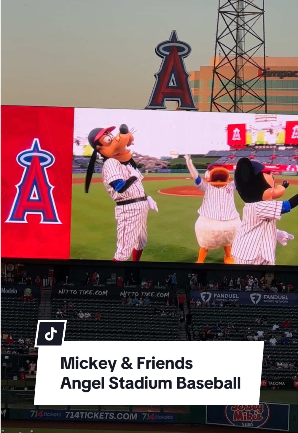 Mickey, Donald & Goofy at Angel Stadium to celebrate the release of the new @Topps Disney Mickey & Friends Baseball Cards ⚾️🐭♥️✨ #disneyfamily #topps #toppsbaseball #disneytopps 