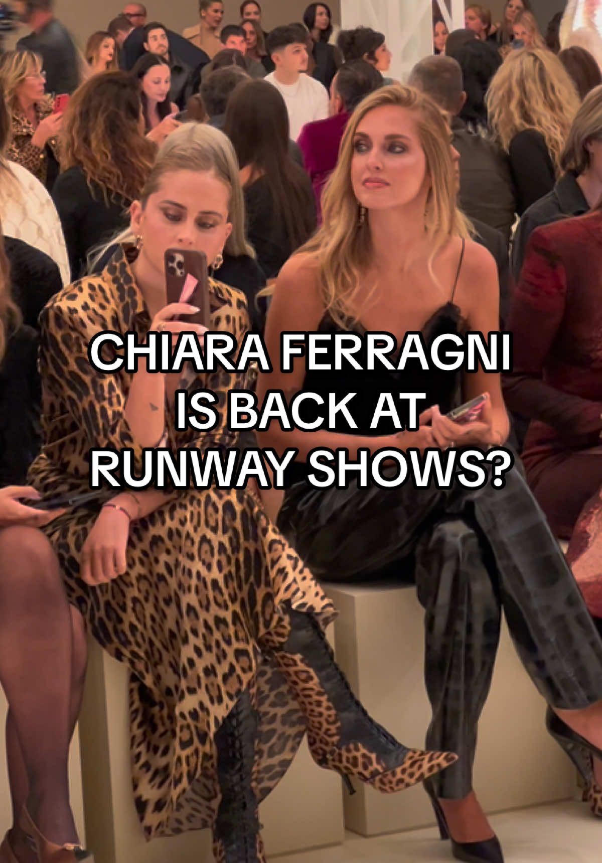 Chiara Ferragni return a to Milanese fashion shows front row at #robertocavalli for the Spring Summer 2026 runway collection by creative director Fausto Puglisi 