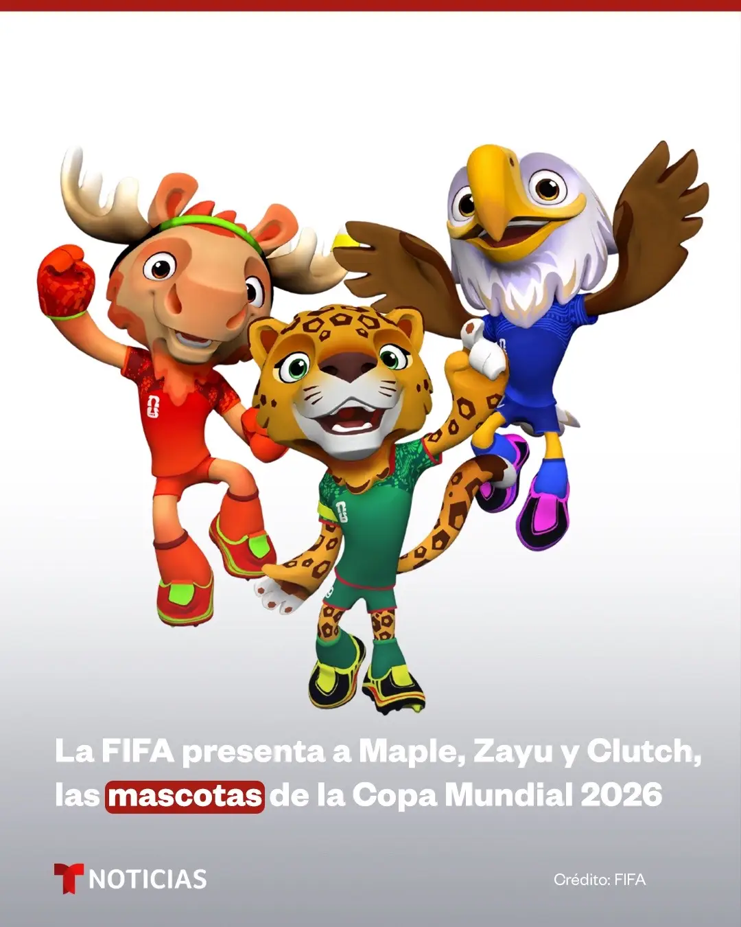 ⚽ ¡La Copa Mundial 2026 ya tiene mascotas! #FIFA presentó a #Maple, #Zayu y #Clutch, los tres personajes que representarán a los países anfitriones: Canadá, México y Estados Unidos.  Maple es un alce portero con un don para realizar paradas legendarias y un corazón lleno de fuerza y liderazgo. Zayu es un jaguar veloz y orgulloso de su cultura que se transforma en el campo como un increíble delantero y Clutch, el águila calva, es un gran centrocampista que abraza cada juego con curiosidad y optimismo.