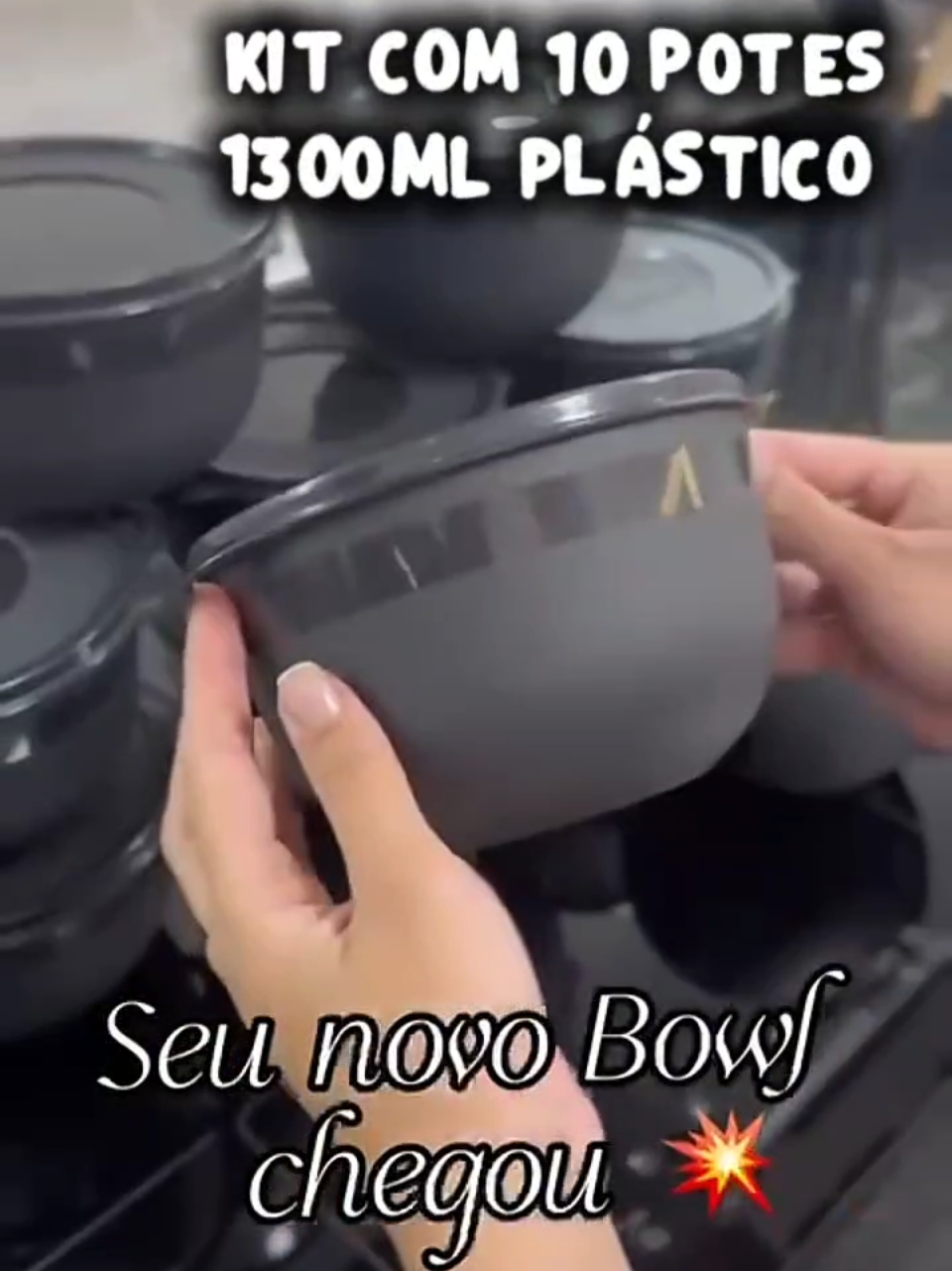 Kit 10 Potes Bowl 1300ml  Plástico com Tampa🏷️ POR APENAS: R$ 22,30 ID: BSL-PNX-GUH LINK nos Comentários👇🏻 #vasilhas #potes #cozinha 