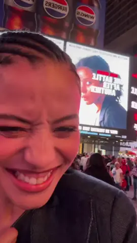 im in times square !!! one battle after another in theaters tomorrow 🤍🥹