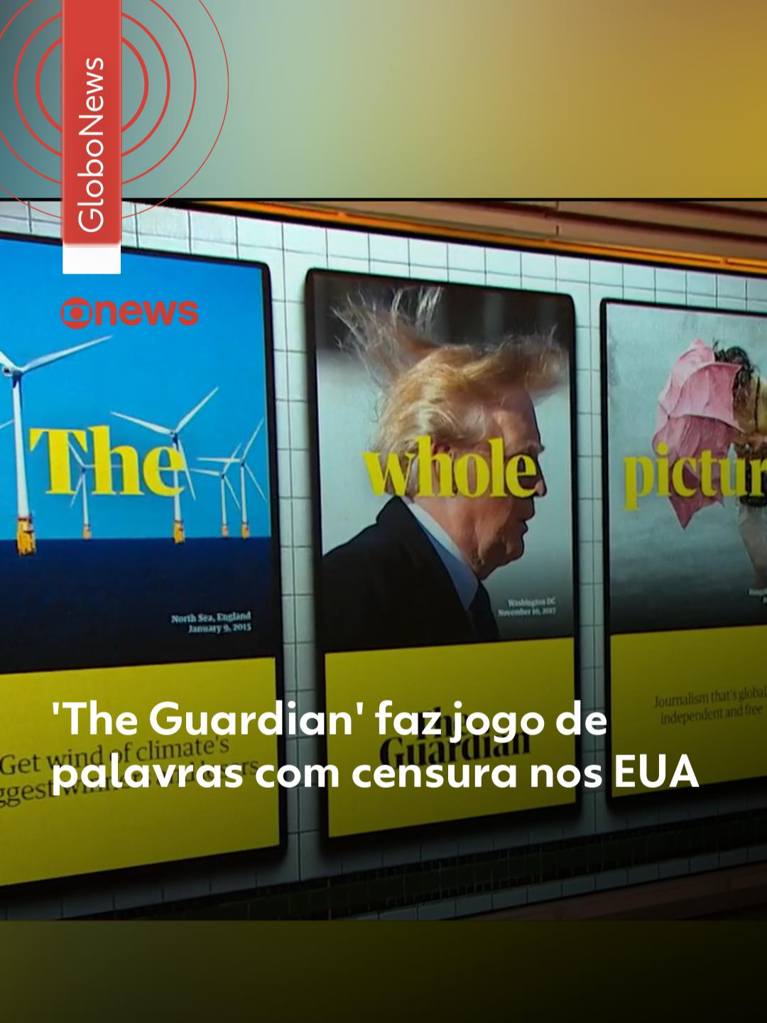 Censura - O jornal britânico 'The Guardian' lançou uma campanha nos Estados Unidos que faz uma crítica ao presidente Donald Trump com um jogo de palavras que diz que no país, a imprensa não pode noticiar a história completa.  O nome da campanha é 'The Whole Picture', ou 'o cenário completo', em tradução livre. A ideia é que frases e imagens passem um sentido separadamente, mas quando estão juntas, esse sentido muda.  Veja mais notícias sobre os Estados Unidos no #g1. #TheGuardian #EUA #trump #g1mundo