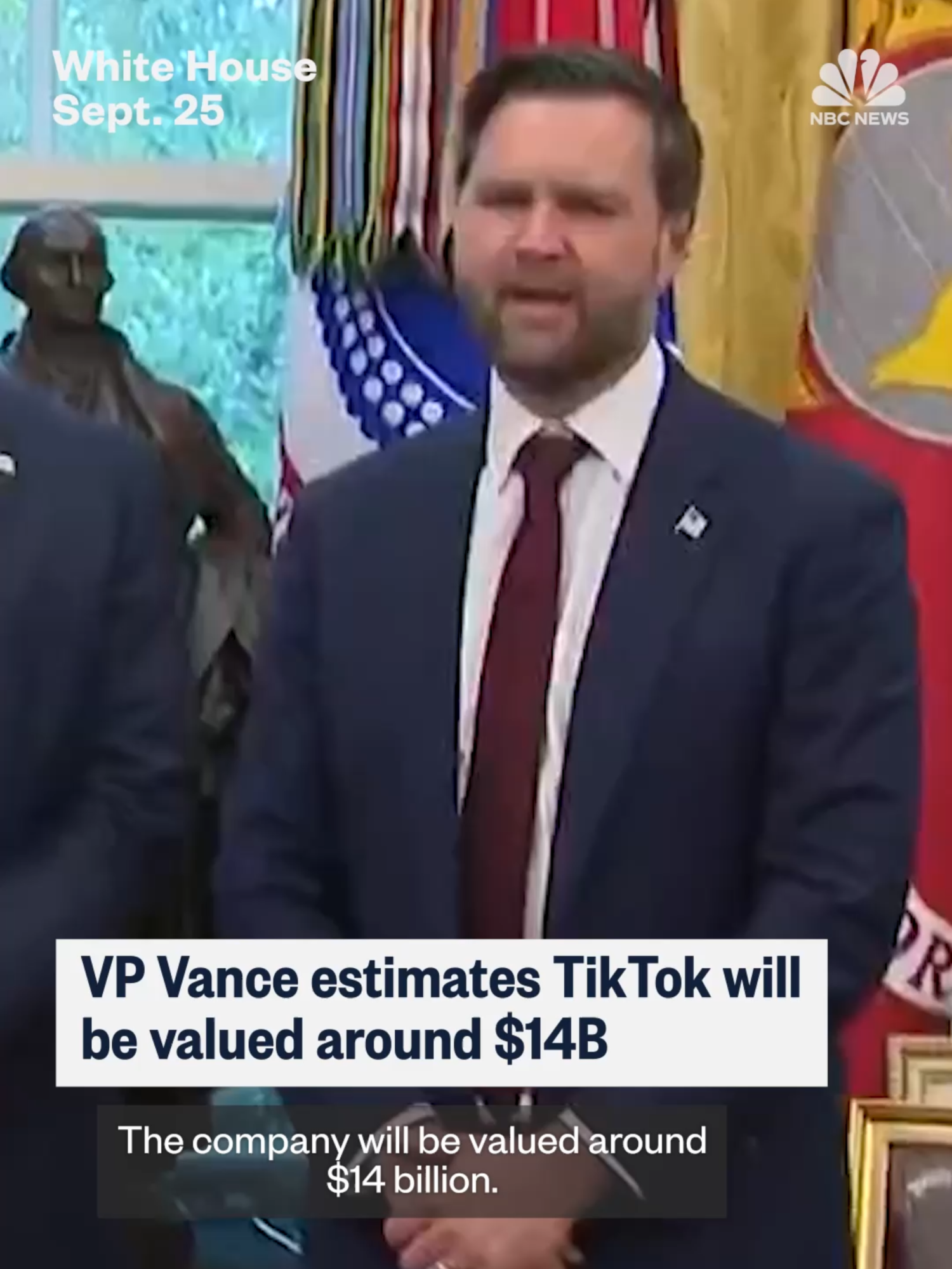 Vice President #JDVance says #TikTok will be valued around $14 billion and says it’s “a good deal for investors.”