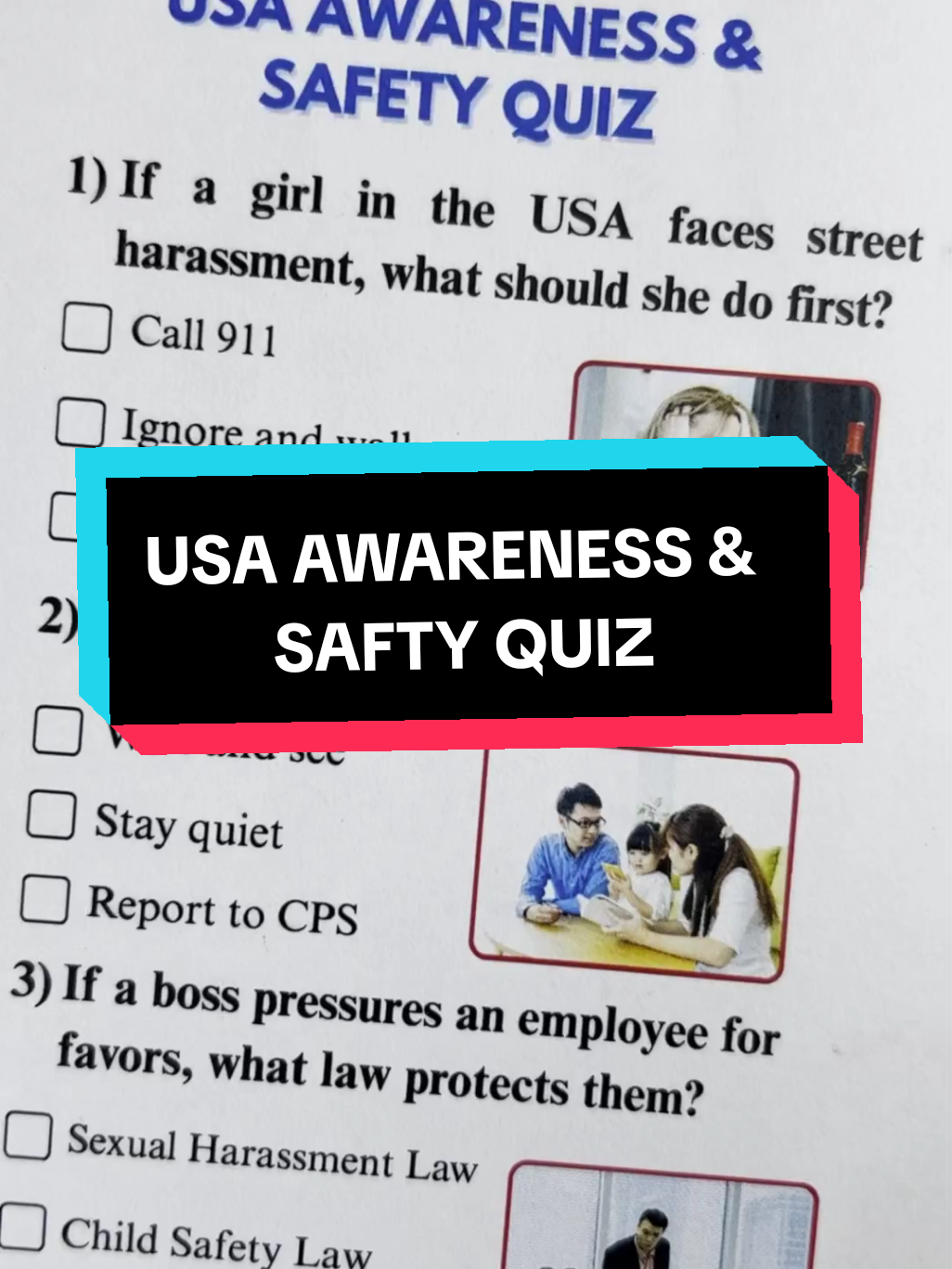 USA Awareness & Safety Quiz #usa🇺🇸 #awarenessvideo #saftyfirst #quiz #viral 