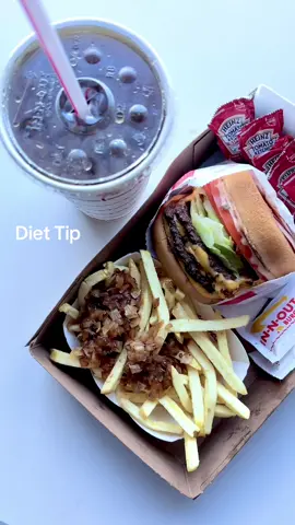POV: you just made your meal calorie-free by pressing the diet button 🫢✨ Double Double ✔️ Fries w/ grilled onions ✔️ 	•	2 extra sauces = DIY animal style 😋🍔🍟 @InNOut 