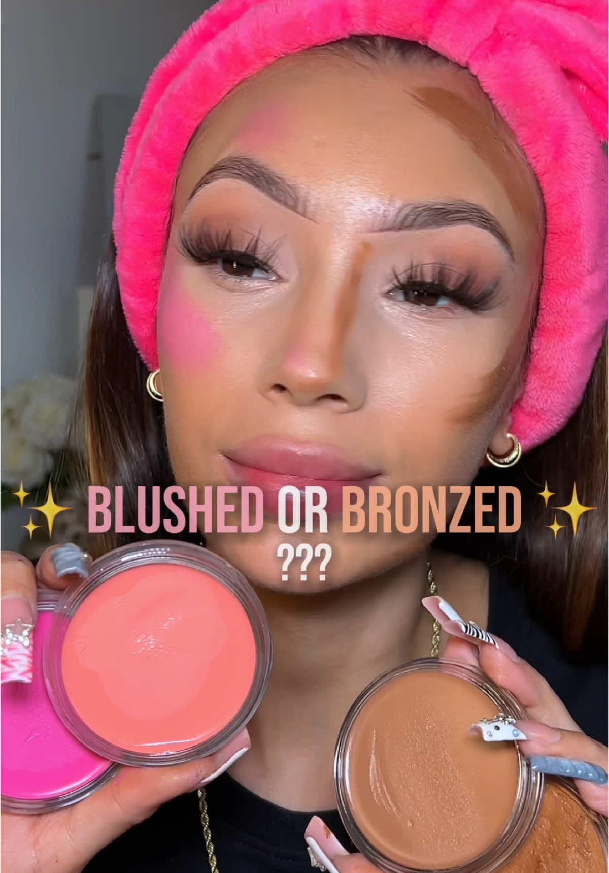 ARE YOU A BLUSHED OR BRONZED BADDIE ?? FT @Juvia’s Place 🎀🧸🫶🏼 Products used ✨ Blushed cream (pinch me) Bronzer cream (caramel) #jpblushedvsbronzed #juviasplace #juviasplacepartner #blush #makeuptutorial 