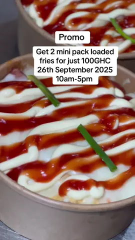 Get 2 mini pack loaded fries for just 100GHC 26th September 2025 from 10am-5pm  Call us  Takoradi - 0207387964 Tarkwa - 0502700252 #Deluxefastfood #Deluxetakoradi #Deliuxetarkwa #bestloadedfriesintakoradi #bestloadedfriesintarkwa 