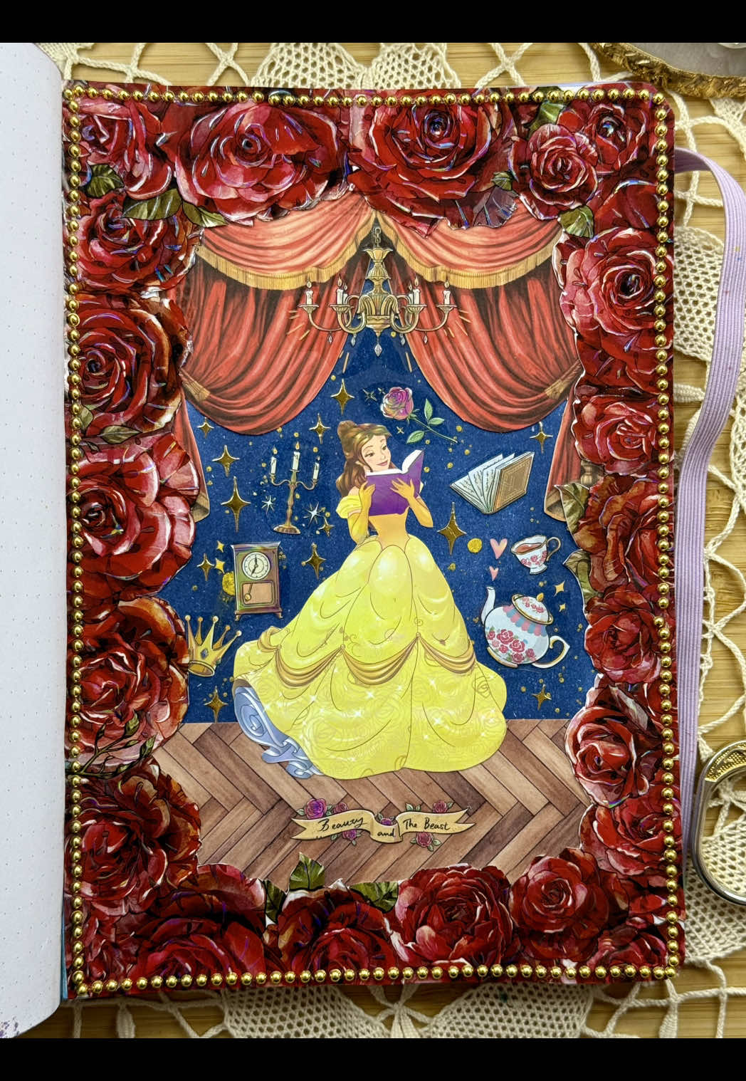 ASMR journal Belle from Beauty and the Beast🌹📚✨👑🕯️🏰 Also you can find the links and discount codes in my profile bio✨🫶🏻  #asmr #journal #disney #belle #beautyandthebeast 