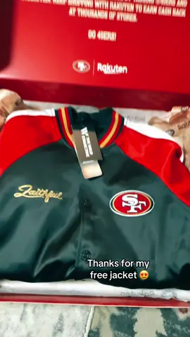I love shopping with @Rakuten @San Francisco 49ers You earn money back on purchases and can get an amazing free jacket like this #rakuten #49ers #49ersfaithful #jacket 
