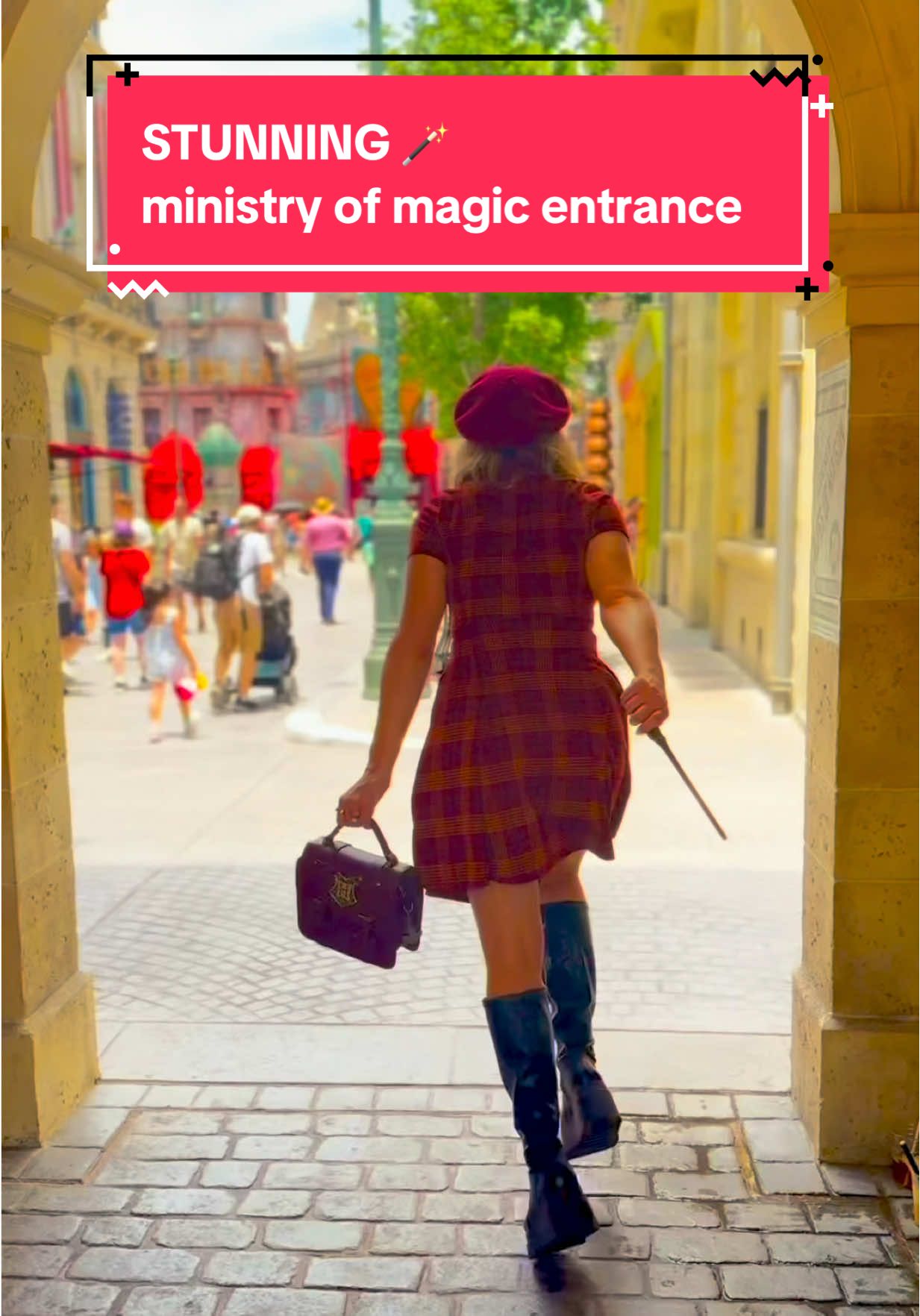 couldn’t just walk into the ministry… had to make it an entrance 💃✨ #ministryofmagic #epicuniverse #harrypotter #wizardingworld #popmuzik  @Universal Orlando Resort 