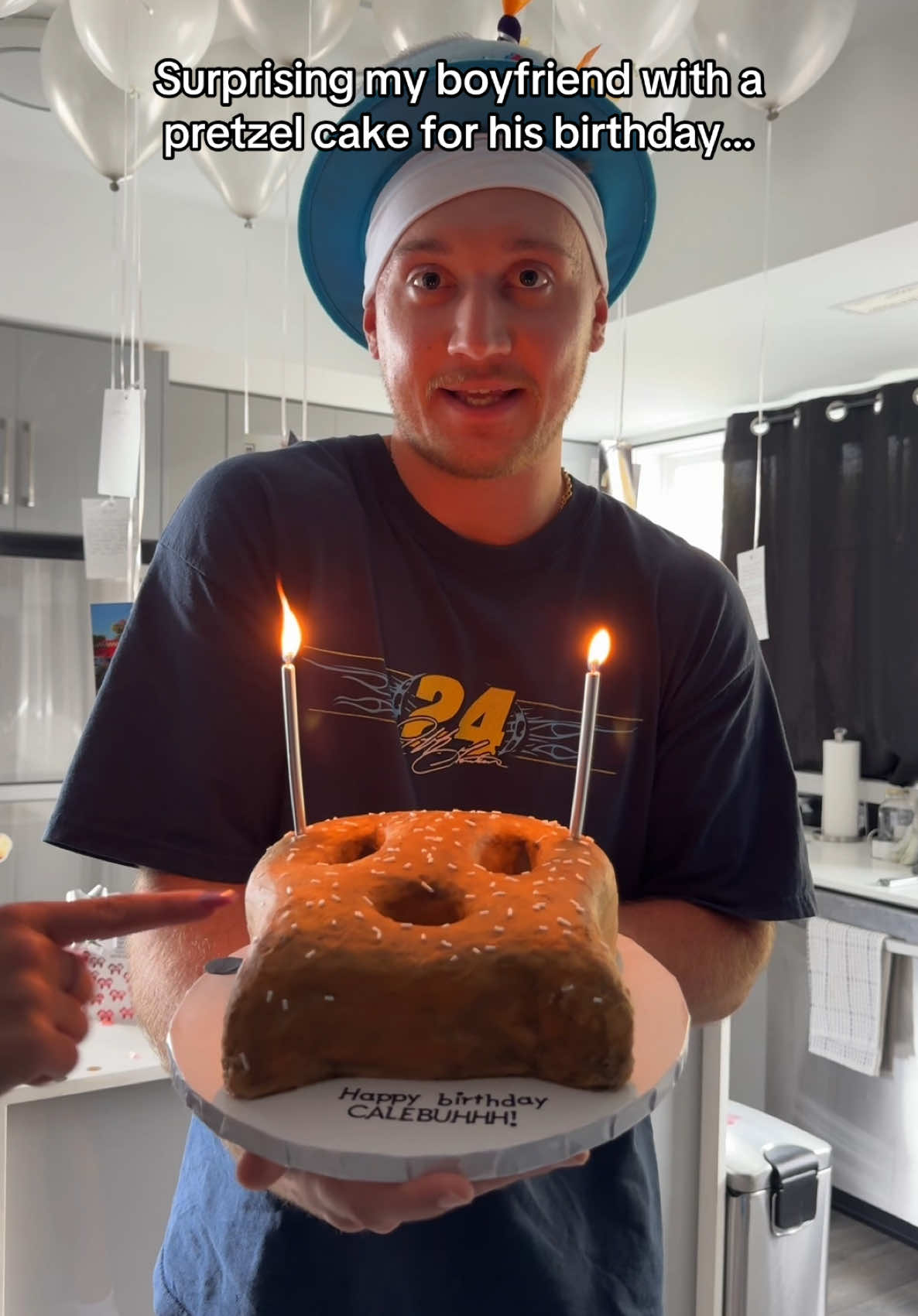 He LOVED the pretzel cake 😭 #fyp #couplescontent #birthday #relationships #calebnandrea 