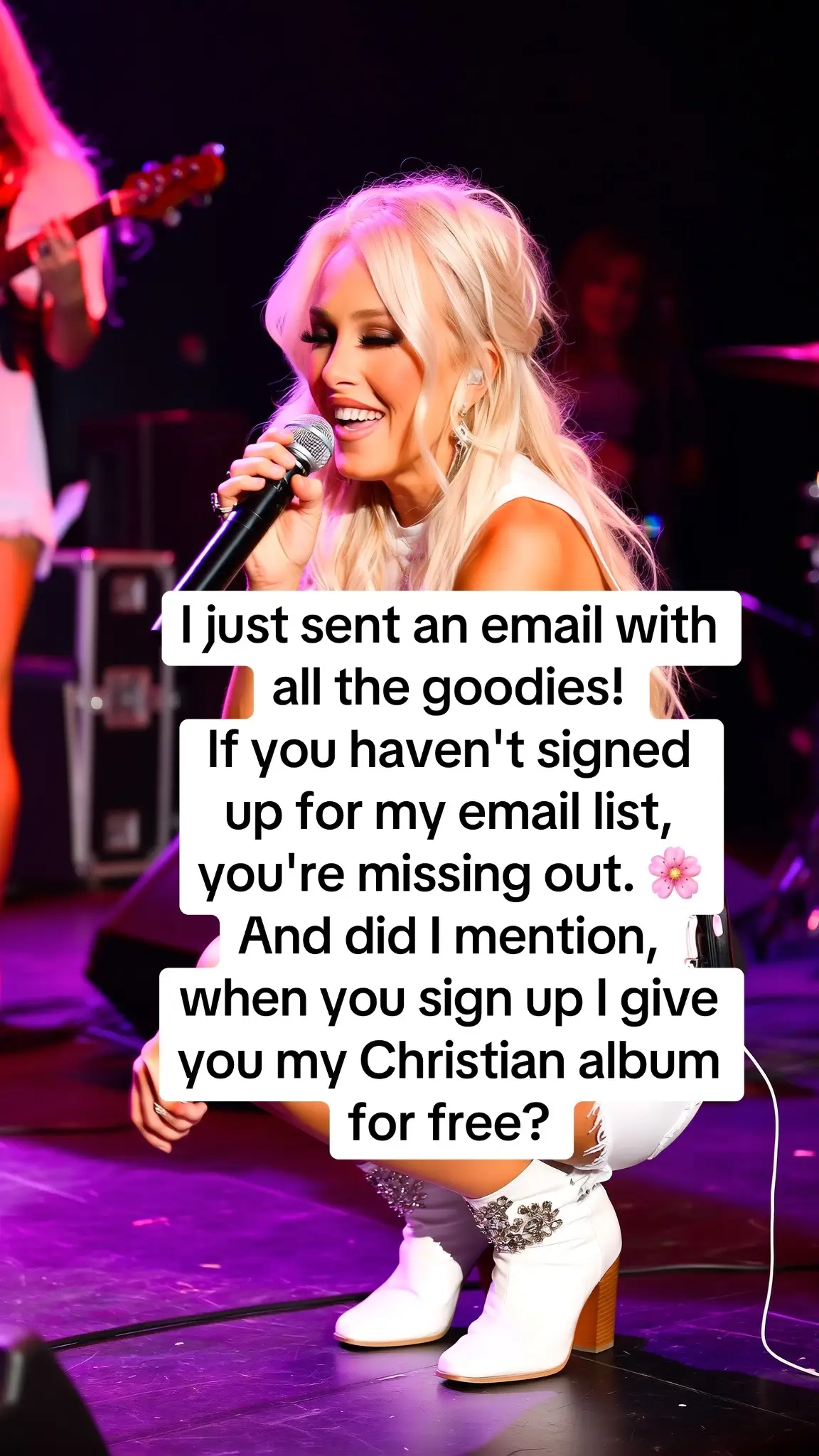 I just sent an email with all the goodies! If you haven't signed up for my email list, you're missing out. And did I mention, when you sign up I give you my Christian album for free? #ladyredneck #christiansinger #countrysinger