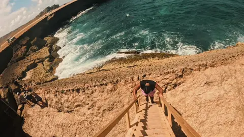 Taking a ladder to a random cave pool 😂  #naturalcavepool #aruba #arubaonehappyisland #superfoods 