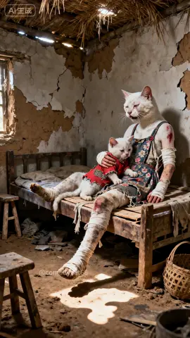 The kitten and its mom depend on each other to get by .#cat #aicat #kitten 